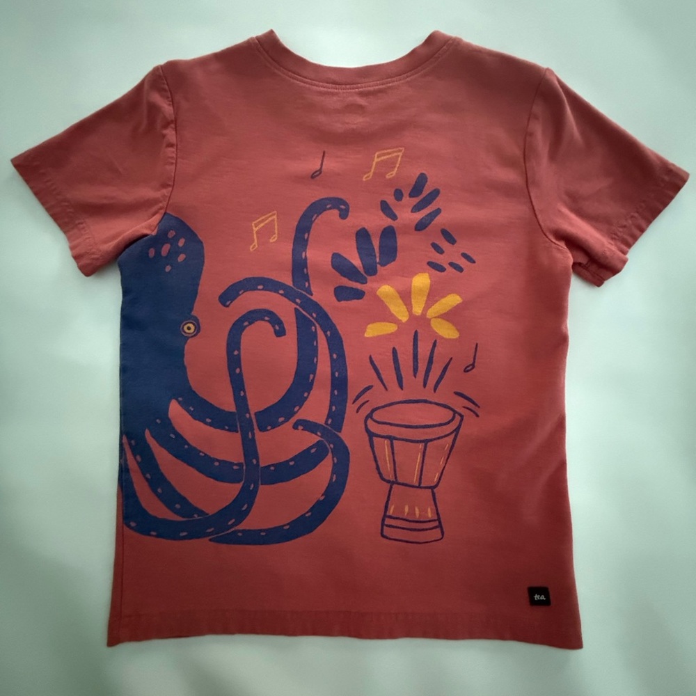 Tea Collection Octopus Graphic Kids T-Shirt Size 7 - Picture 3 of 6